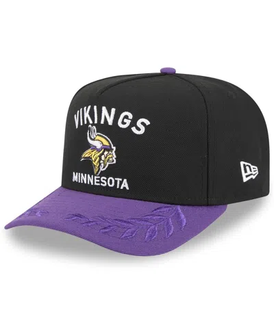 New Era Kids' Big Boys And Girls Black/purple Minnesota Vikings 2025 Nfl Draft A-frame 9fifty Snapback Hat