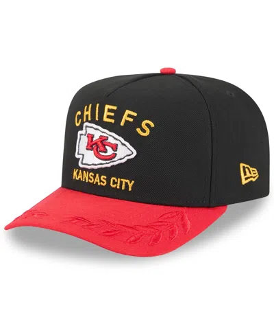 New Era Kids' Big Boys And Girls Black/red Kansas City Chiefs 2025 Nfl Draft A-frame 9fifty Snapback Hat