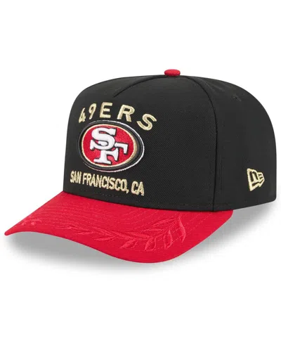 New Era Kids' Big Boys And Girls Black/scarlet San Francisco 49ers 2025 Nfl Draft A-frame 9fifty Snapback Hat