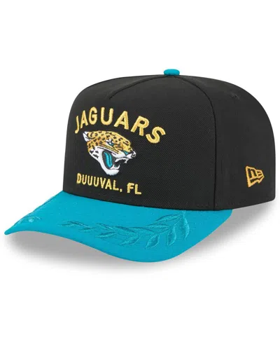 New Era Kids' Big Boys And Girls Black/teal Jacksonville Jaguars 2025 Nfl Draft A-frame 9fifty Snapback Hat