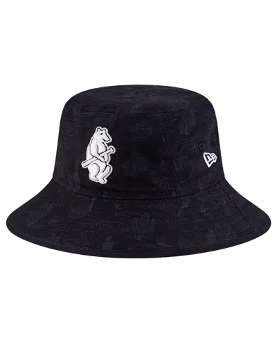 New Era Kids' Big Boys And Girls Blue Chicago Cubs 2025 Spring Training All Over Print Bucket Hat In Black