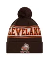 New Era Big Boys And Girls Brown Cleveland Browns Retro Cuffed With Pom Knit Hat In Brown