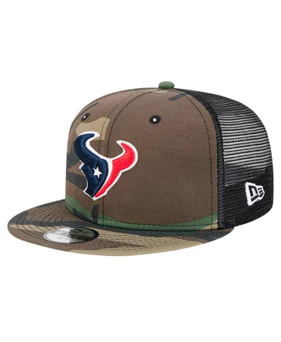 New Era Kids' Big Boys And Girls Camo Houston Texans Main Trucker 9fifty Snapback Hat In Brown
