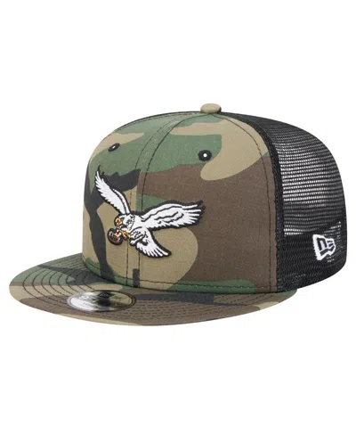 New Era Kids' Big Boys And Girls Camo Philadelphia Eagles Throwback Main Trucker 9fifty Snapback Hat In Multi