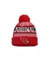 New Era Big Boys And Girls Cardinal Arizona Cardinals Striped Cuffed With Pom Knit Hat In Red