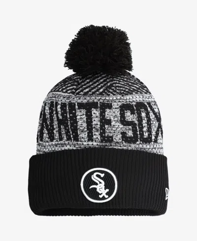 New Era Kids' Big Boys And Girls Chicago White Sox Authentic Collection Sport Knit Pom Beanie In Black