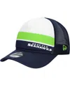 New Era Big Boys And Girls College Navy Seattle Seahawks Sport Night Color Block 9forty A-frame Trucker Adju In College Navy