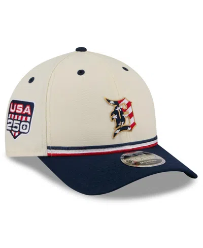 New Era Kids' Big Boys And Girls Cream, Navy Detroit Tigers Usa 250 9forty M-crown Adjustable Hat In White