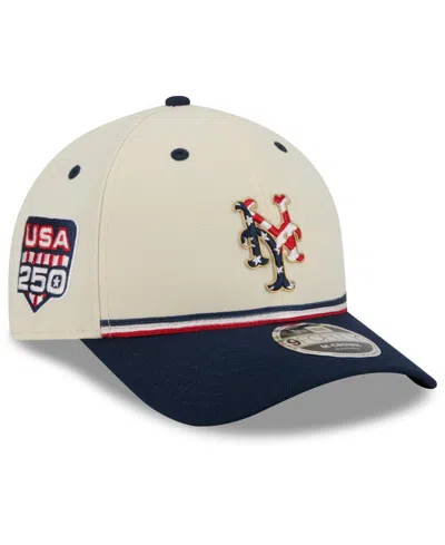 New Era Kids' Big Boys And Girls Cream/navy New York Mets Usa 250 9forty M-crown Adjustable Hat In Blue