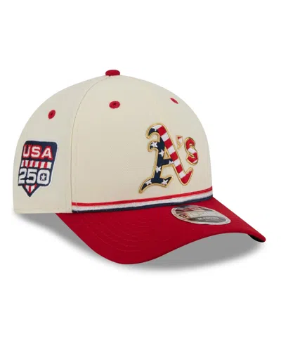 New Era Kids' Big Boys And Girls Cream/red Athletics Usa 250 9forty M-crown Adjustable Hat