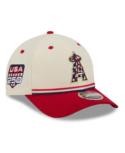 New Era Kids' Big Boys And Girls Cream/red Los Angeles Angels Usa 250 9forty M-crown Adjustable Hat