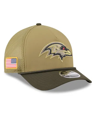 New Era Kids' Big Boys And Girls Green/dark Green Baltimore Ravens 2025 Salute To Service 9forty A-frame Adjustabl In Blue