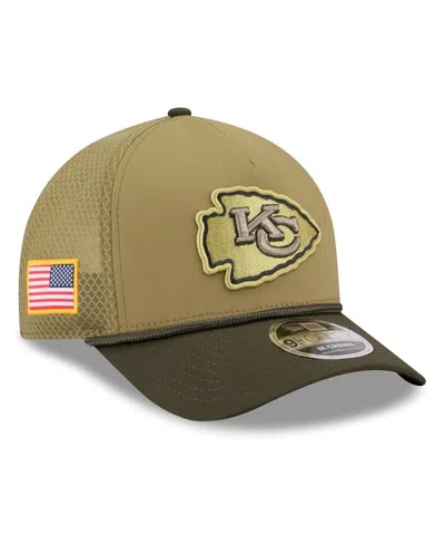 New Era Kids' Big Boys And Girls Green/dark Green Kansas City Chiefs 2025 Salute To Service 9forty A-frame Adjusta In Brown