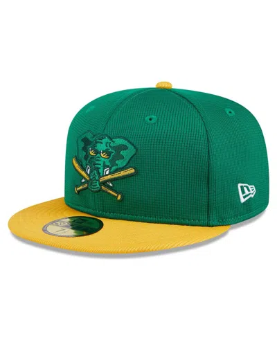 New Era Kids' Big Boys And Girls Kelly Green Oakland Athletics 2024 Batting Practice 59fifty Fitted Hat In Dark Green