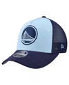 New Era Big Boys And Girls Light Blue Golden State Warriors Colorpack 9forty A-frame Trucker Adjustable Hat In Blue