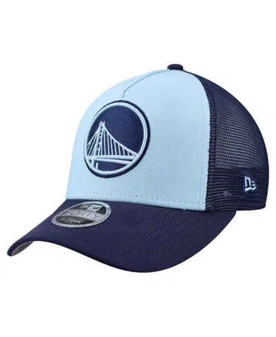 New Era Kids' Big Boys And Girls Light Blue Golden State Warriors Colorpack 9forty A-frame Trucker Adjustable Hat