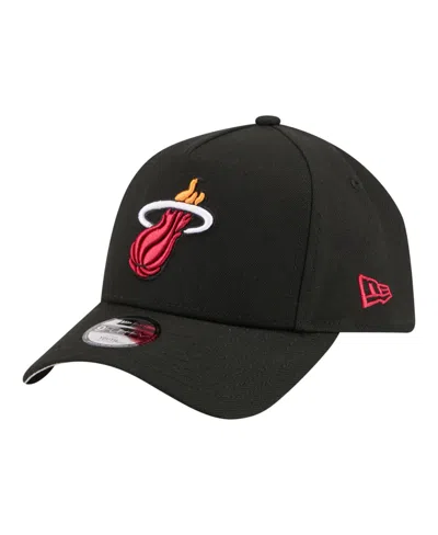 New Era Kids' Big Boys' And Girls' Miami Heat 9forty A-frame Snap Baseball Cap In Black