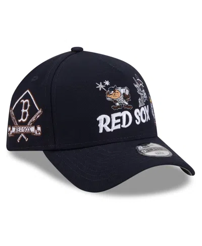 New Era Kids' Big Boys And Girls Navy Boston Red Sox Looney Tunes A-frame 9forty Adjustable Hat In Black