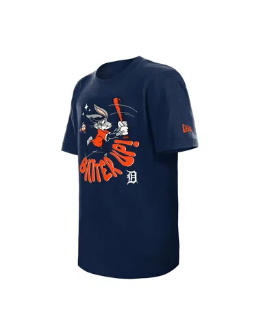 New Era Kids' Big Boys And Girls Navy Detroit Tigers Looney Tunes T-shirt In Blue