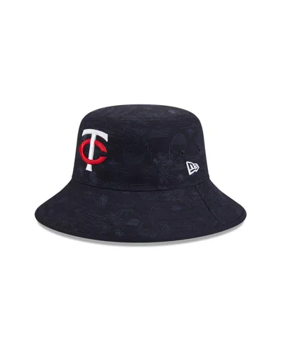 New Era Kids' Big Boys And Girls Navy Minnesota Twins 2025 Spring Training All Over Print Bucket Hat In Blue