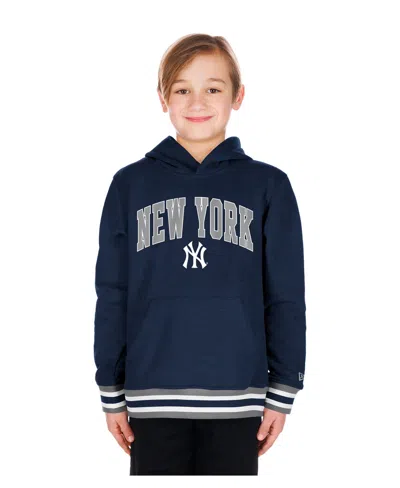 New Era Kids' Big Boys And Girls Navy New York Yankees Knit Trim Pullover Hoodie In Blue