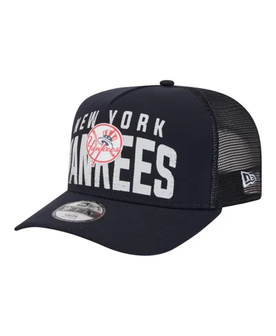 New Era Kids' Big Boys And Girls Navy New York Yankees Logo Fade A-frame 9fifty Snapback Hat In Blue