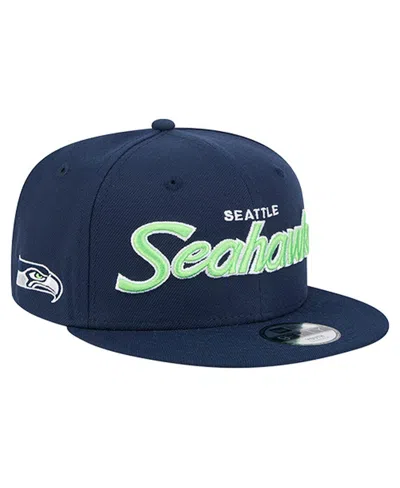New Era Kids' Big Boys And Girls Navy Seattle Seahawks Main Script 9fifty Snapback Hat In Blue