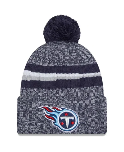New Era Kids' Big Boys And Girls Navy Tennessee Titans 2023 Sideline Cuffed Pom With Knit Hat In Gray