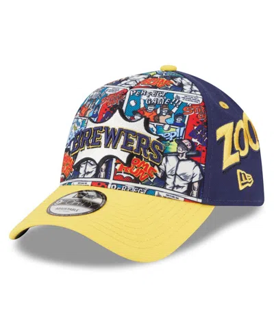 New Era Kids' Big Boys And Girls Navy/gold Milwaukee Brewers 2025 Mlb Diamond Hero Edition A-frame 9forty Adjustab In Multi