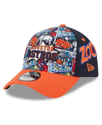 New Era Kids' Big Boys And Girls Navy/orange Houston Astros 2025 Mlb Diamond Hero Edition A-frame 9forty Adjustabl In Blue