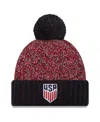 New Era Big Boys And Girls Navy/red Usmnt Marled Cuffed Knit Hat With Pom In Navy Red