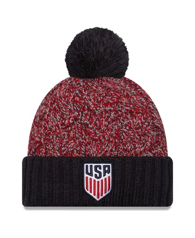 New Era Kids' Big Boys And Girls Navy/red Usmnt Marled Cuffed Knit Hat With Pom In Navy Red