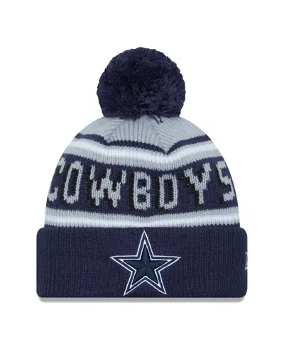 New Era Kids' Big Boys And Girls  Gray, Navy Dallas Cowboys Main Cuffed Knit Hat With Pom In Gray,navy