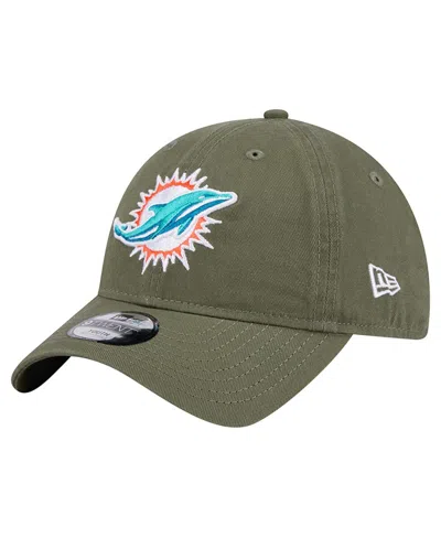 New Era Kids' Big Boys And Girls Olive Miami Dolphins Main 9twenty Adjustable Hat In Green
