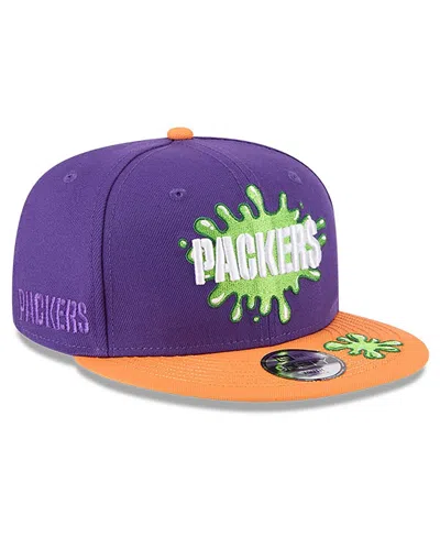New Era Kids' Big Boys And Girls Purple/orange Green Bay Packers Nickelodeon Slime 9fifty Snapback Hat