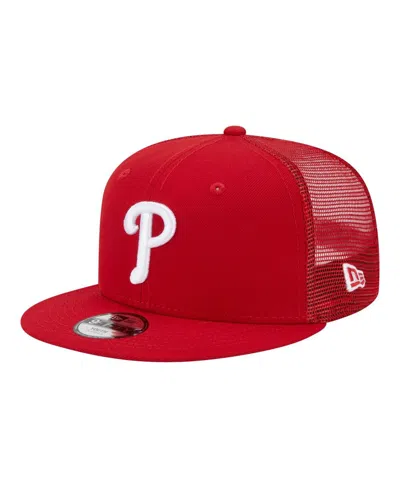 New Era Kids' Big Boys And Girls Red Philadelphia Phillies 9fifty Trucker Snapback Hat