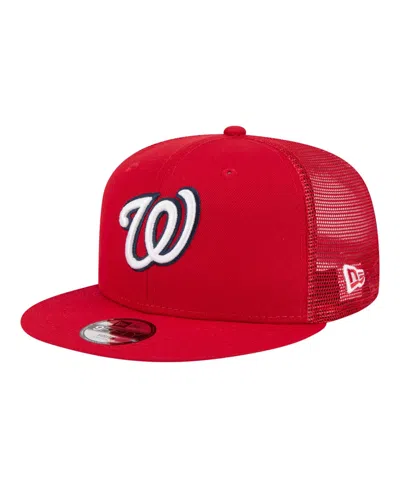 New Era Kids' Big Boys And Girls Red Washington Nationals 9fifty Trucker Snapback Hat