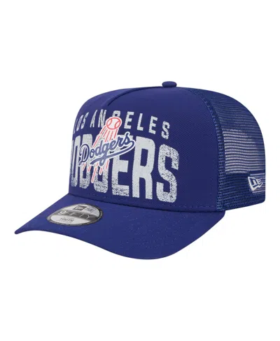New Era Kids' Big Boys And Girls Royal Los Angeles Dodgers Logo Fade A-frame 9fifty Snapback Hat In Blue