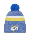 New Era Big Boys And Girls Royal Los Angeles Rams 2023 Sideline Cuffed Knit Hat With Pom In Royal