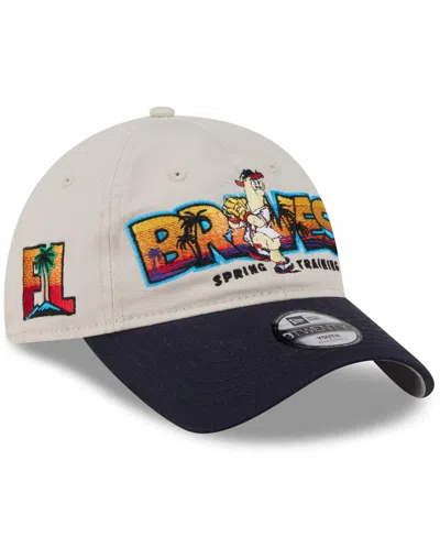 New Era Kids' Big Boys And Girls Stone/navy Atlanta Braves 2026 Spring Training Fan Pack Batter 9twenty Adjustable In White