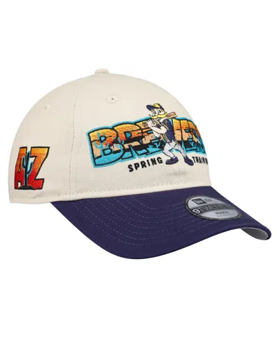 New Era Kids' Big Boys And Girls Stone/navy Milwaukee Brewers 2026 Spring Training Fan Pack Batter 9twenty Adjusta In Black