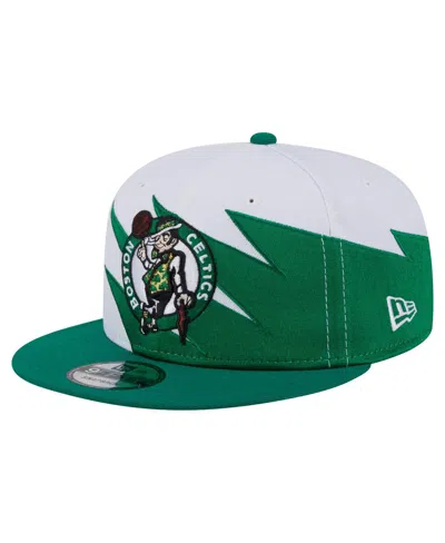 New Era Kids' Big Boys And Girls White Boston Celtics Jagged 9fifty Snapback Hat In Green