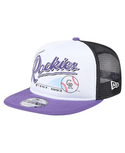 New Era Kids' Big Boys And Girls White Colorado Rockies Retro 9fifty Snapback Hat In Purple