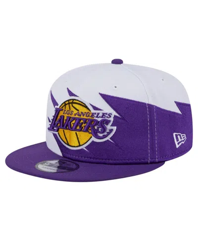 New Era Kids' Big Boys And Girls White Los Angeles Lakers Jagged 9fifty Snapback Hat In Purple