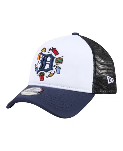 New Era Kids' Big Boys And Girls White, Navy Detroit Tigers Food A-frame 9forty Trucker Adjustable Hat In Blue
