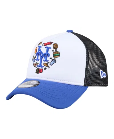 New Era Kids' Big Boys And Girls White, Royal New York Mets Food A-frame 9forty Trucker Adjustable Hat In Blue