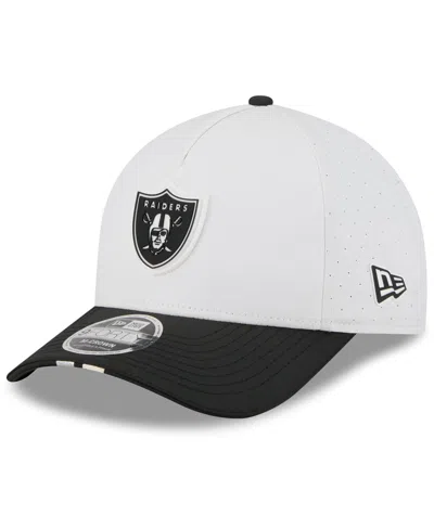 New Era Kids' Big Boys And Girls White/black Las Vegas Raiders 2025 Nfl Training Camp A-frame 9forty Adjustable Ha