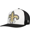 New Era Big Boys And Girls White/black New Orleans Saints Distressed 9fifty A-frame Snapback Hat In White