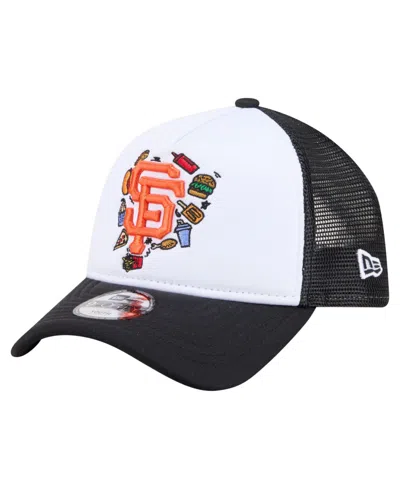 New Era Kids' Big Boys And Girls White/black San Francisco Giants Food A-frame 9forty Trucker Adjustable Hat