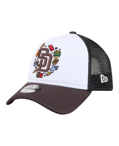 New Era Kids' Big Boys And Girls White/brown San Diego Padres Food A-frame 9forty Trucker Adjustable Hat